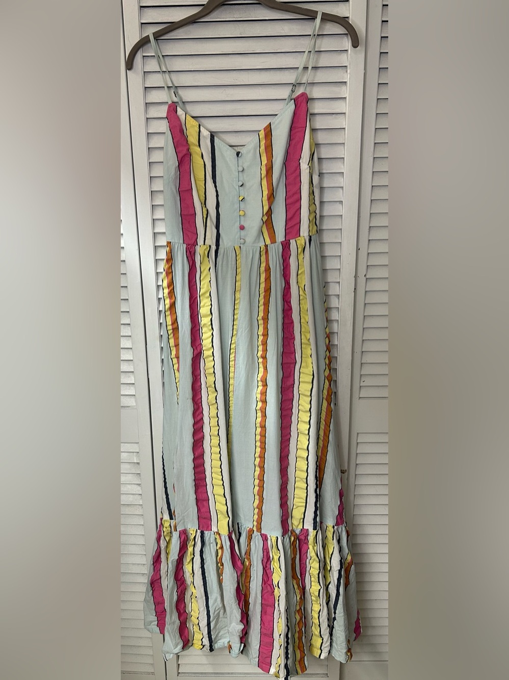 J Crew Multi-Stripe Pastel Button-Front Dress - Pink & Yellow Size 4